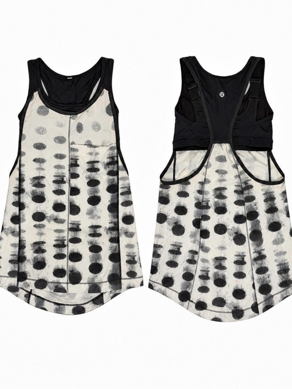 Bl Lululemon Racerback Athletic Tank Built-In Bra Abstract Dot Pocket